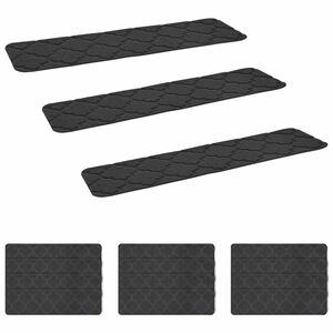 vidaXL Tapis d'escalier 15 pc 76 x 20 cm Gris fonc&eacute; Polyester