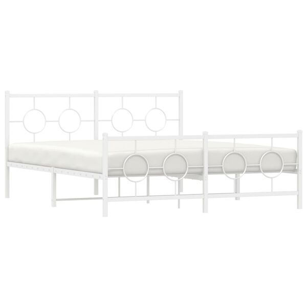 vidaXL Cadre de lit métal sans matelas et pied de lit blanc 150x200 cm