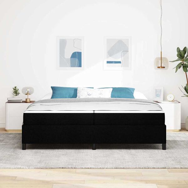 vidaXL Lit &agrave; ressorts avec matelas Noir 200 x 200 cm tissu
