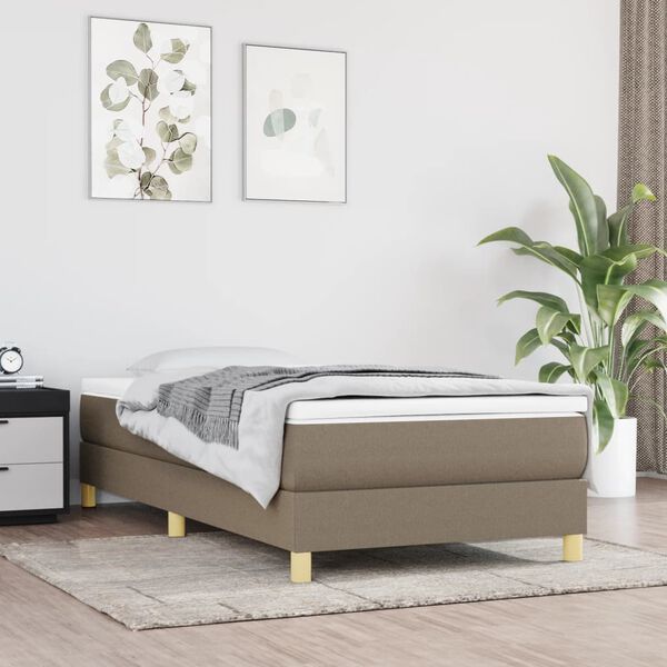 vidaXL Sommier &agrave; lattes de lit avec matelas Taupe 80x200 cm Tissu