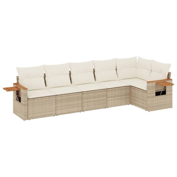 vidaXL Salon de jardin avec coussins 6 pcs beige r&eacute;sine tress&eacute;e