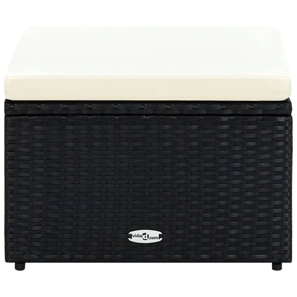 vidaXL Tabouret / repose-pied R&eacute;sine tress&eacute;e 53 x 53 x 30 cm Noir