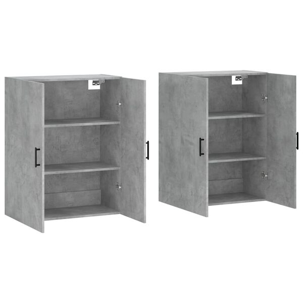 vidaXL Armoires murales 2 pcs gris béton 69,5x34x90 cm