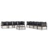vidaXL Salon de jardin 9 pcs avec coussins anthracite r&eacute;sine tress&eacute;e