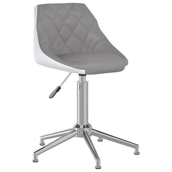 vidaXL Chaise de bureau pivotante Gris et blanc Similicuir