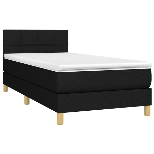 vidaXL Sommier &agrave; lattes de lit avec matelas Noir 100x200 cm Tissu