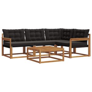 vidaXL Ensemble de canap&eacute;s d'ext&eacute;rieur 5 pcs Naturel et Noir