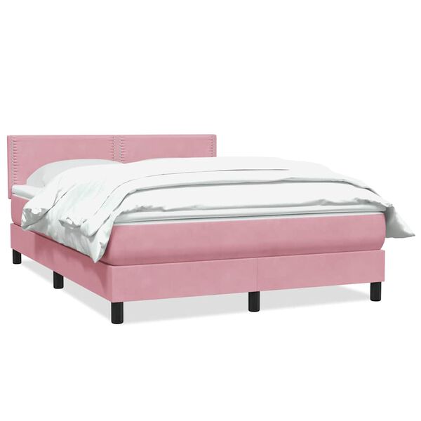 vidaXL Sommier &agrave; lattes de lit avec matelas rose 140x210 cm velours