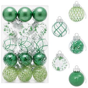 vidaXL Ensemble de boules de No&euml;l 30 pc Vert &Oslash; 6 cm PET