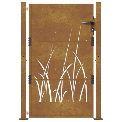 vidaXL Portail de jardin 105x155 cm acier corten conception d'herbe