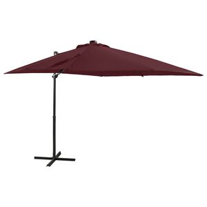 vidaXL Parasol de jardin en porte-&agrave;-faux avec m&acirc;t et lumi&egrave;res LED