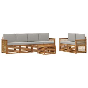 vidaXL Ensemble de canap&eacute;s d'ext&eacute;rieur 7 pc Naturel et gris clair