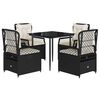 vidaXL Ensemble &agrave; manger de jardin coussins 5pcs Noir R&eacute;sine tress&eacute;e