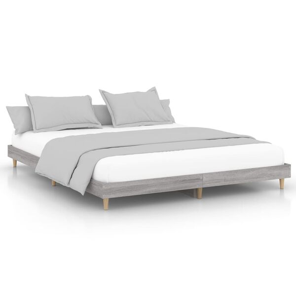 vidaXL Cadre de lit sans matelas sonoma gris 200x200 cm