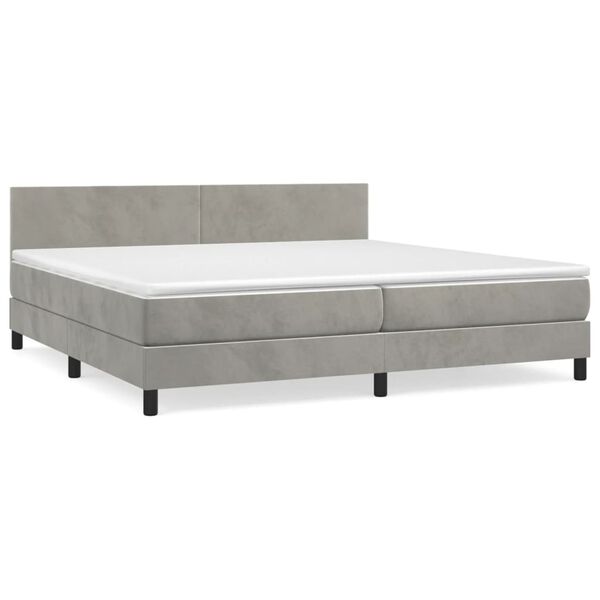 vidaXL Sommier &agrave; lattes de lit et matelas Gris clair 200x200cm Velours