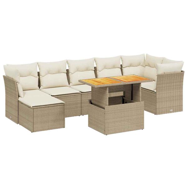vidaXL Salon de jardin avec coussins 8 pcs beige r&eacute;sine tress&eacute;e