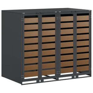 vidaXL Rangement de poubelle &agrave; roulettes pour 3 poubelles Acier