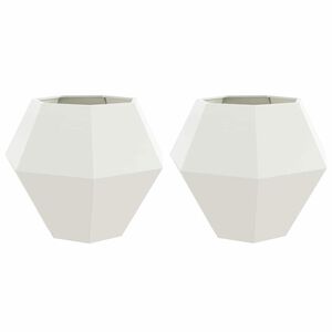 vidaXL Jardini&egrave;re 2 pc Blanc 100 x 100 x 80 cm Acier