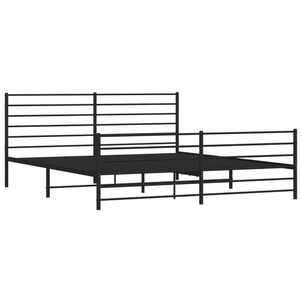 vidaXL Cadre de lit m&eacute;tal sans matelas avec pied de lit noir 180x200cm