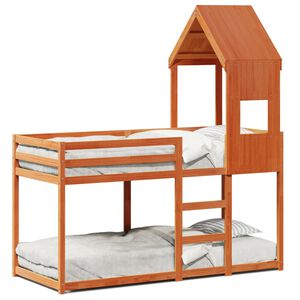 vidaXL Lit superpos&eacute; sans matelas cire marron 90x190 cm pin massif