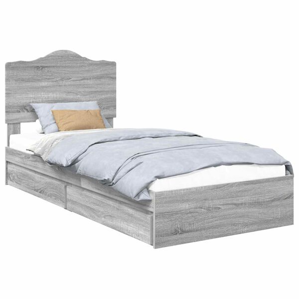 vidaXL Lit de Rangement Gris Sonoma 75 x 190 cm Bois d'ing&eacute;nierie