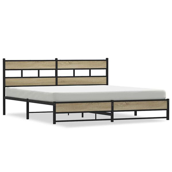 vidaXL Cadre de lit en métal sans matelas chêne sonoma 180x200 cm