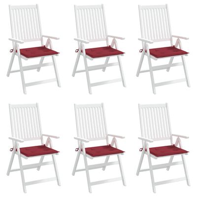 vidaXL Coussins de chaise de jardin lot de 6 rouge bordeaux 50x50x3 cm