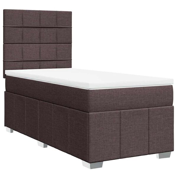 vidaXL Sommier &agrave; lattes de lit avec matelas Marron fonc&eacute; 90x200 cm