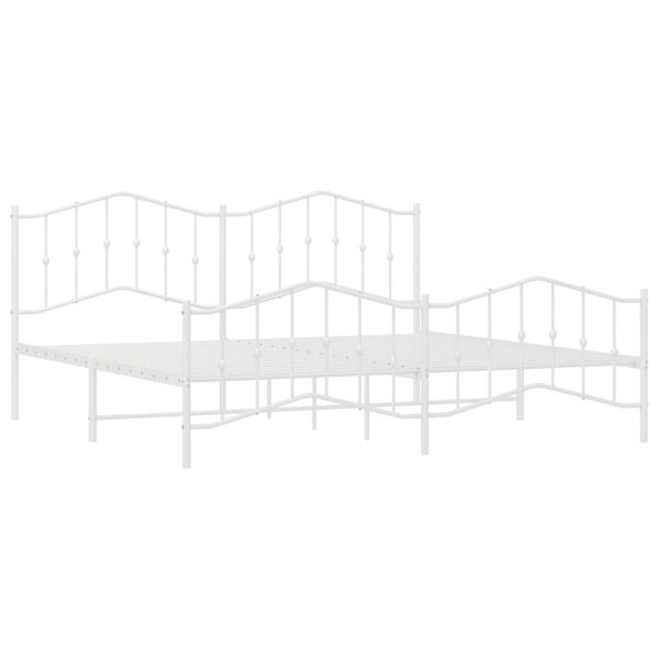 vidaXL Cadre de lit m&eacute;tal sans matelas et pied de lit blanc 200x200 cm