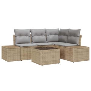 vidaXL Ensemble de canap&eacute; de jardin Beige et Gris clair polyrotin