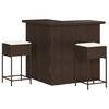 vidaXL Ensemble de bar de jardin 3 pcs et coussins brun r&eacute;sine tress&eacute;e