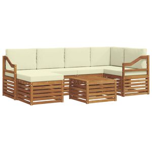 vidaXL Ensemble de canap&eacute;s d'ext&eacute;rieur 7 pc Naturel et Cr&egrave;me Polyester