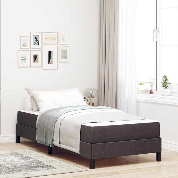 vidaXL Lit &agrave; ressorts avec matelas Marron fonc&eacute; 90 x 200 cm tissu