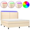 vidaXL Sommier &agrave; lattes de lit matelas LED Cr&egrave;me 160x200 cm Tissu