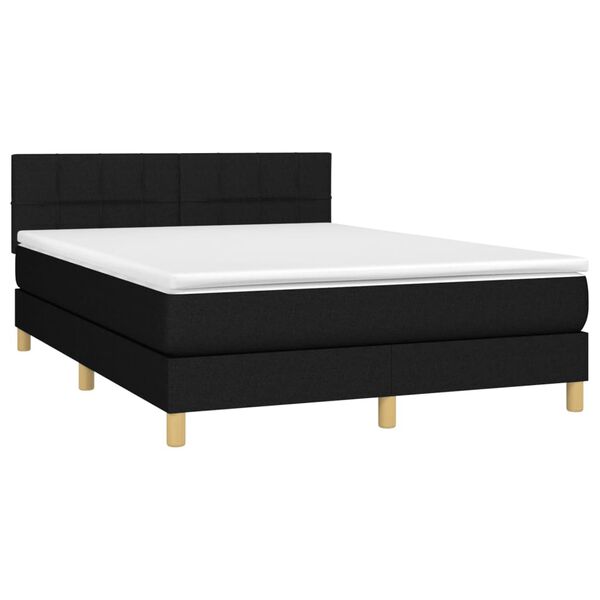 vidaXL Sommier &agrave; lattes de lit avec matelas LED Noir 140x200 cm Tissu