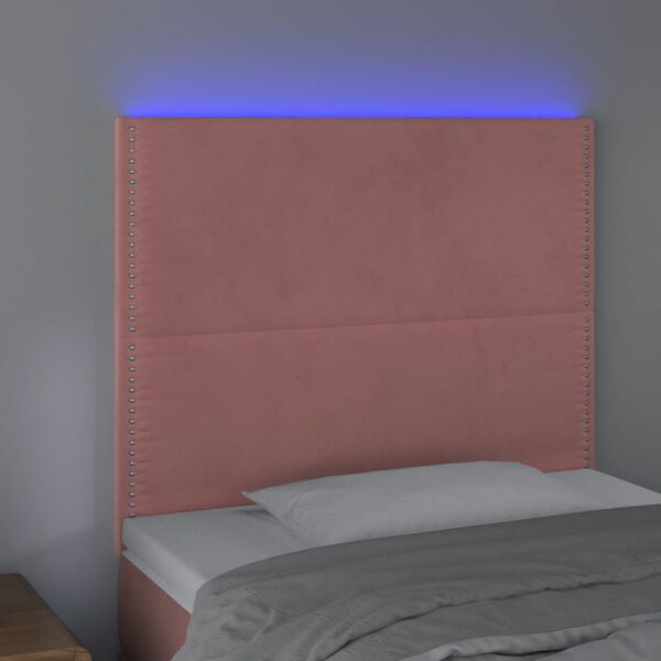 vidaXL T&ecirc;te de lit &agrave; LED Rose 90x5x118/128 cm Velours