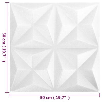 vidaXL Panneaux muraux 3D 48 pcs 50x50 cm blanc origami 12 m²