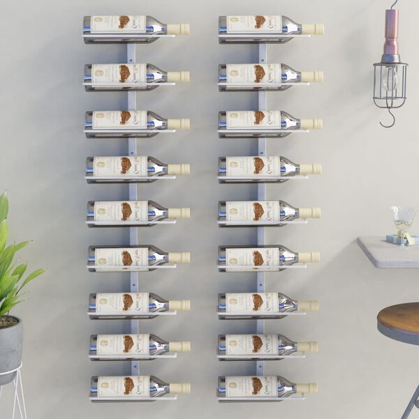 vidaXL Casier à vin mural pour 9 bouteilles 2 pcs Blanc Fer