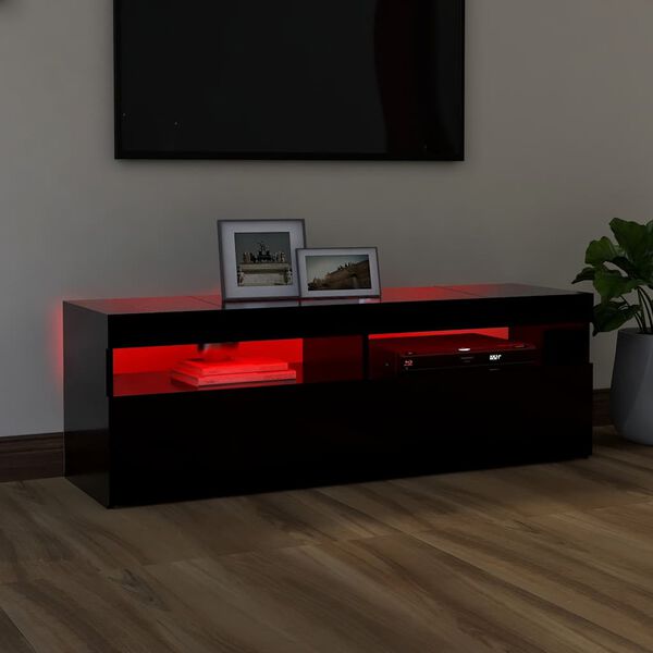 vidaXL Meuble TV avec lumi&egrave;res LED noir 120x35x40 cm