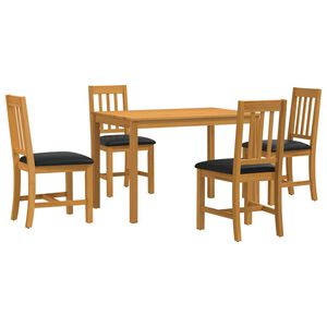 vidaXL Ensemble de salle &agrave; manger 5 pc Noir Bois de ch&ecirc;ne massif