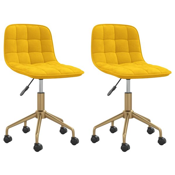 vidaXL Chaises pivotantes &agrave; manger lot de 2 jaune moutarde velours