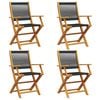 vidaXL Chaises de jardin pliantes lot de 4 noir bois d'acacia massif