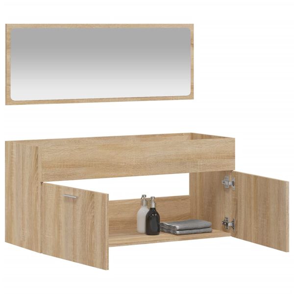 vidaXL Armoire de bain avec miroir ch&ecirc;ne sonoma bois d'ing&eacute;nierie