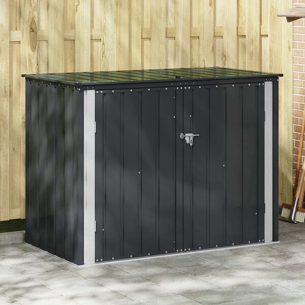 vidaXL Bo&icirc;te de Rangement de Jardin Noir 151,5 x 82 x 110,5 cm Acier