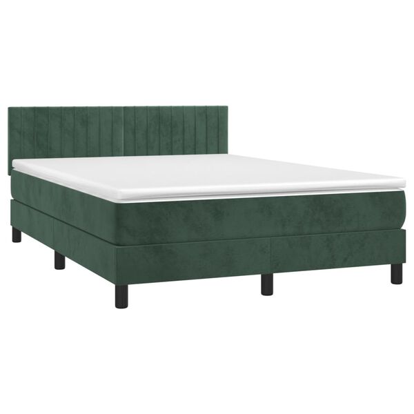 vidaXL Sommier &agrave; lattes de lit avec matelas LED Vert fonc&eacute; 140x190 cm