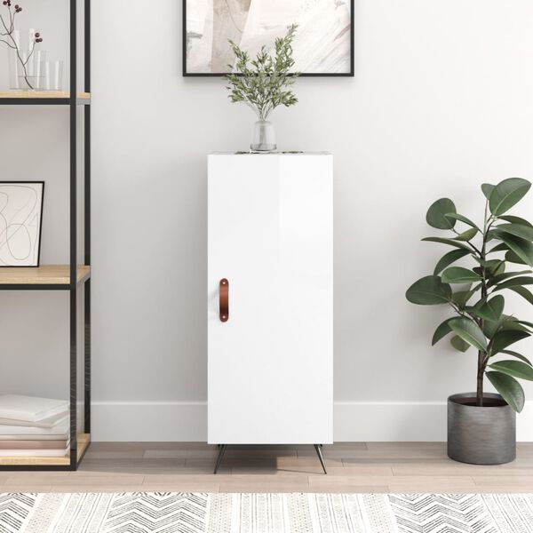 vidaXL Buffet Blanc brillant 34,5x34x90 cm Bois d'ing&eacute;nierie
