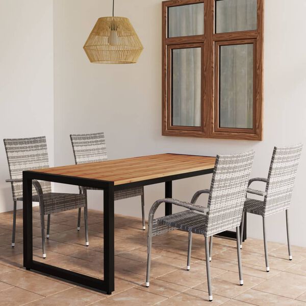 vidaXL Ensemble &agrave; manger de jardin 5 pcs Gris
