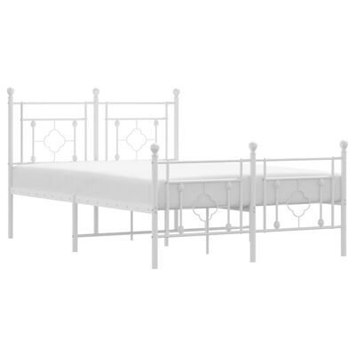 vidaXL Cadre de lit métal sans matelas et pied de lit blanc 120x200 cm