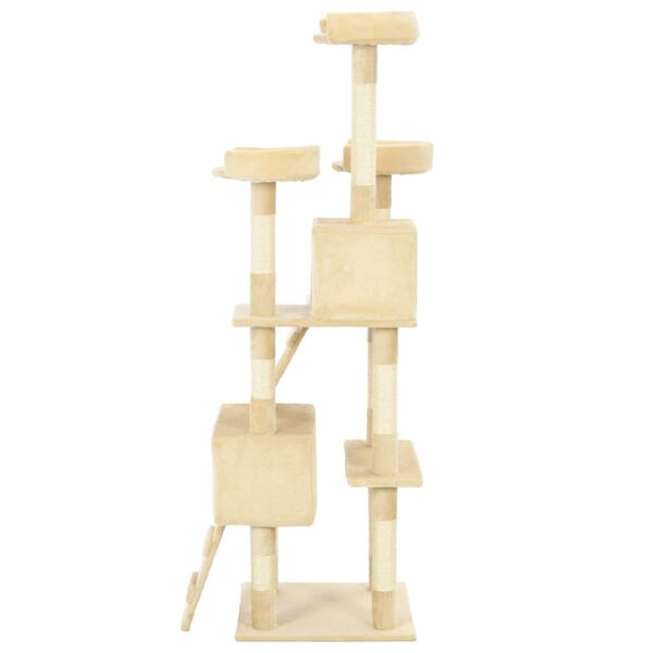 vidaXL Arbre à chat avec griffoirs en sisal 170 cm Beige