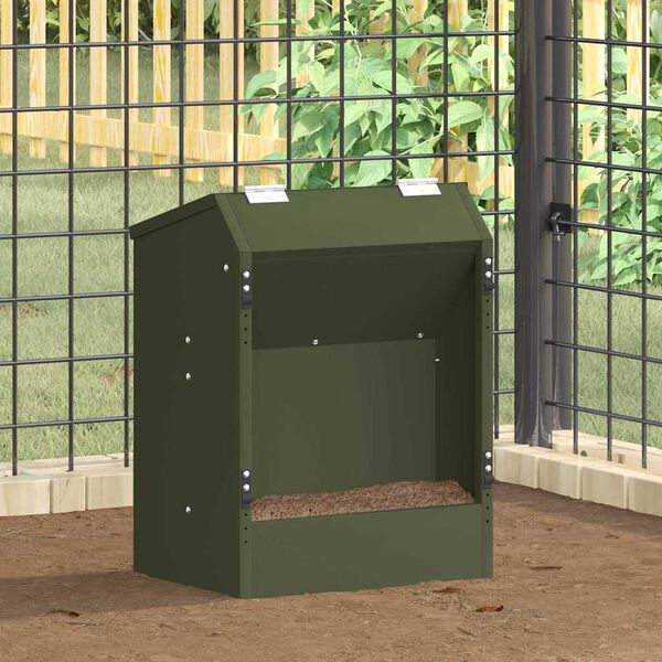 vidaXL Distributeur pour lapins Vert olive 64.5 x 25.5 x 45.5 cm